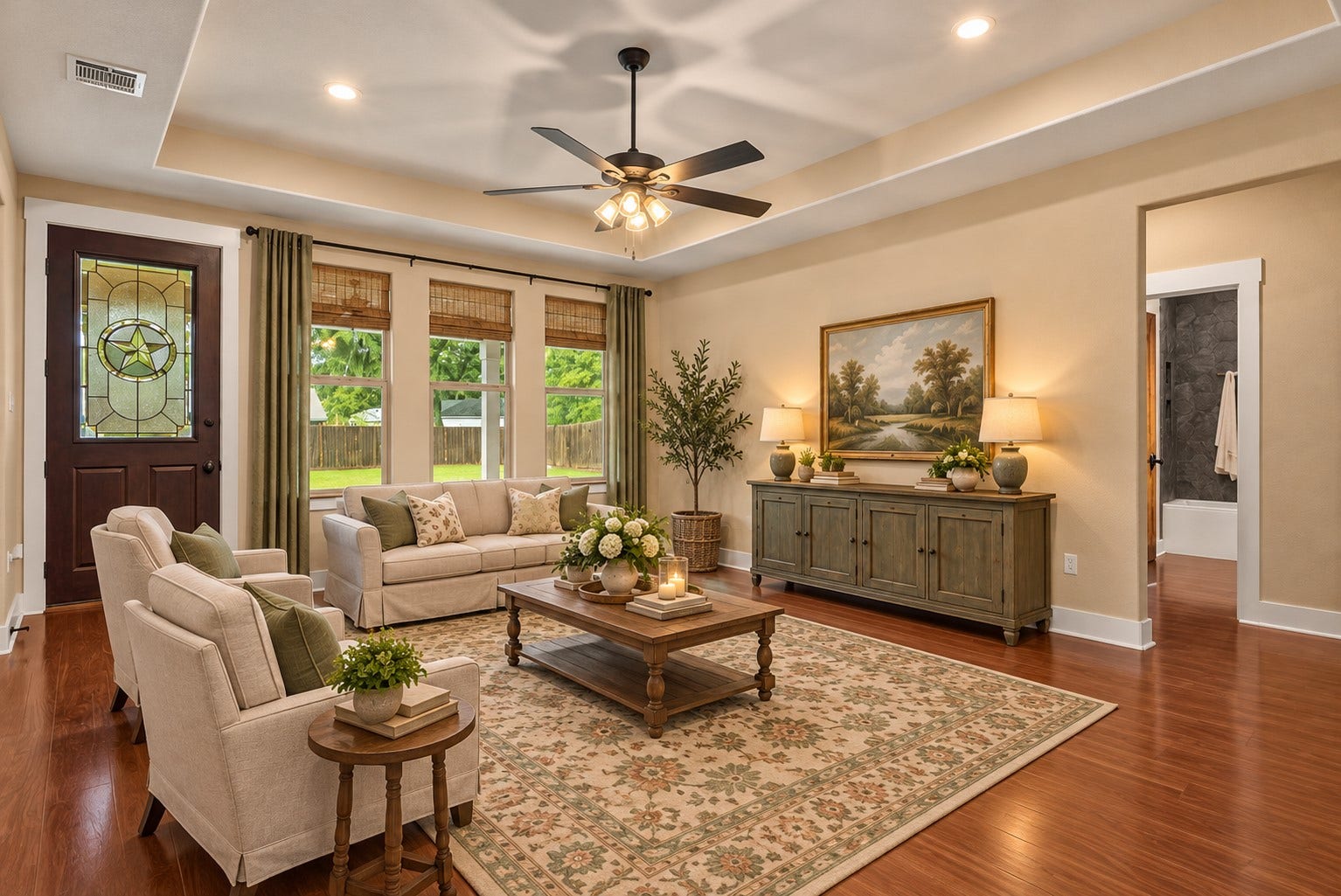 103 Begonia, Lake Jackson, TX 77566 Living room has been AI photo staged