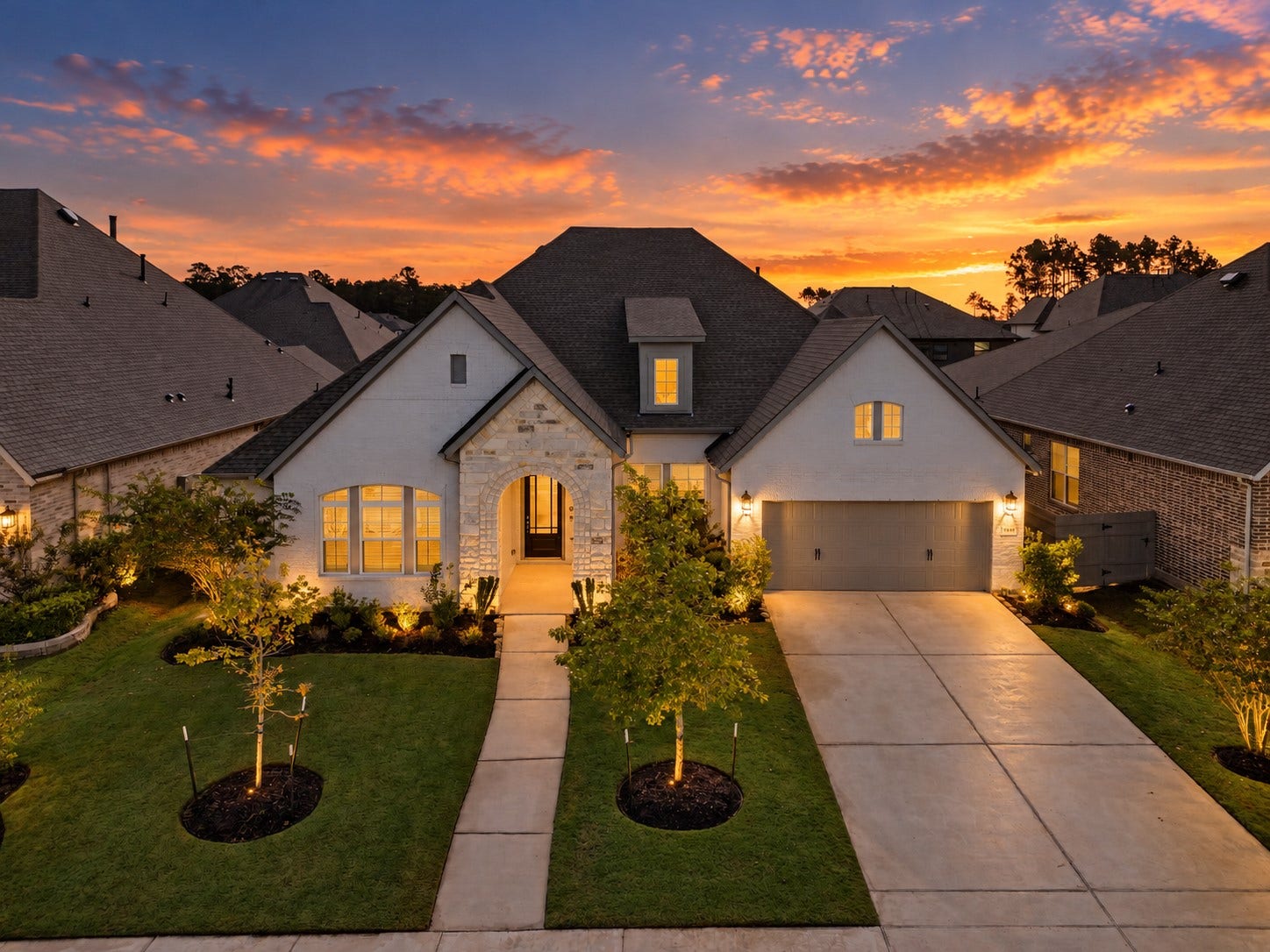 17521 Limoncello Lane, Conroe, TX 77302 Beautiful Twilight Exterior