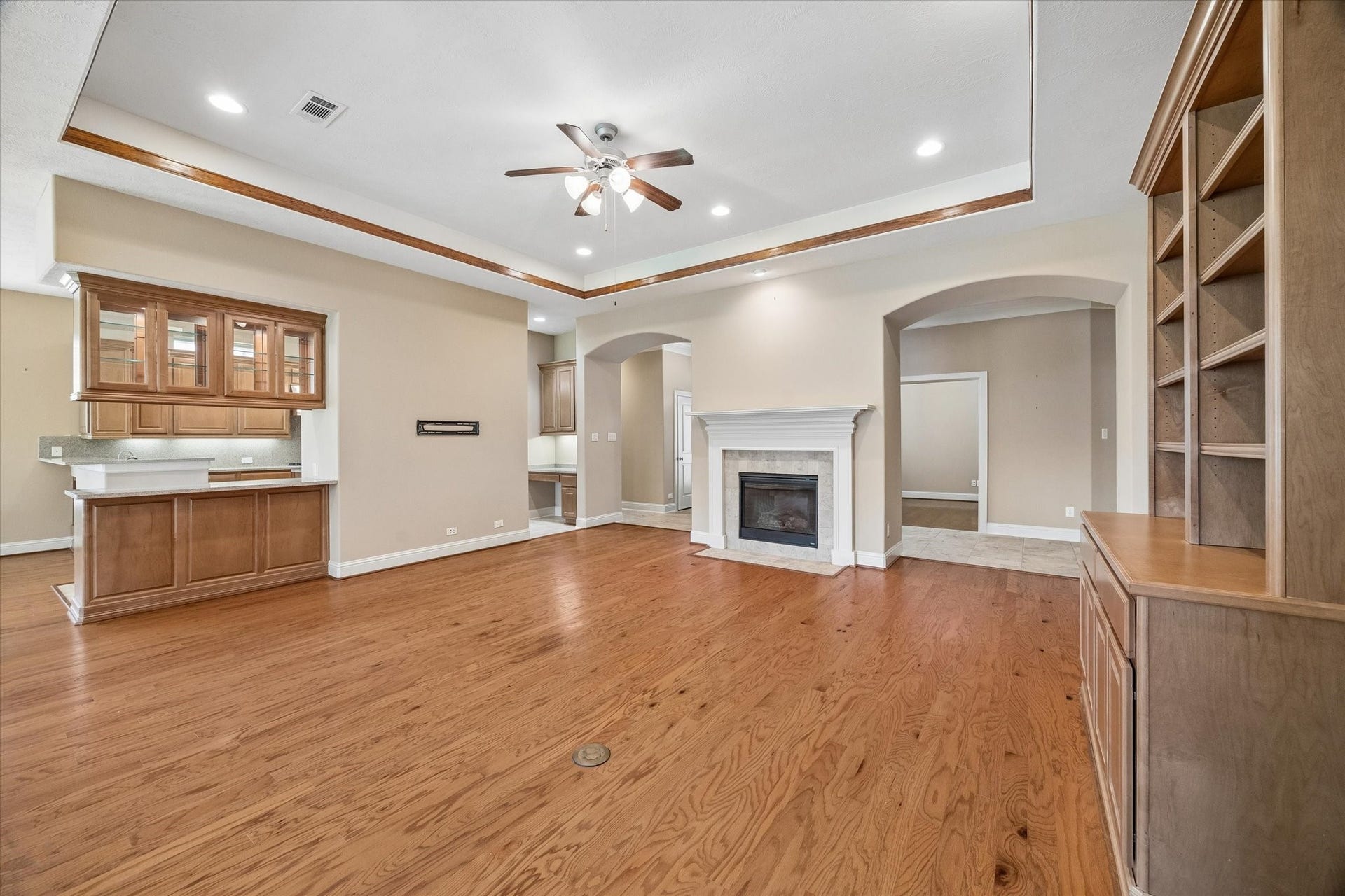 14407 Tivoli Drive, Houston, TX 77077 Another view of the living area open to the front entry as well as the kitchen and breakfast area