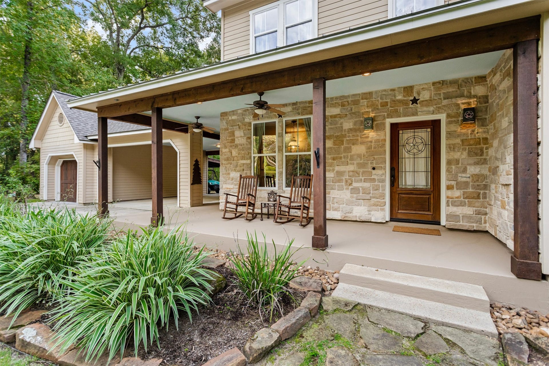 18181 Rabon Chapel Road, Montgomery, TX 77316 Stone-front porch made for slow mornings