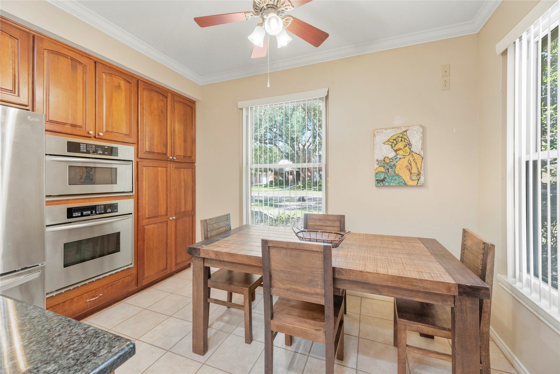 Spacious kitchen nook with natural light.