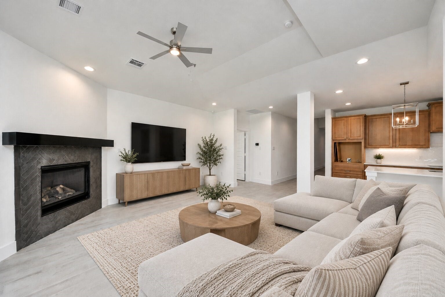 3217 Skerne Spring Drive, Spring, TX 77373 Virtually Staged - Living Room. Sample photo of completed home with similar floor plan. Actual colors and selections may vary.
