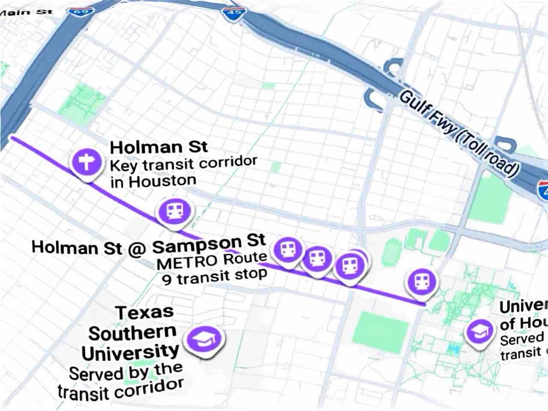 Easy bus route for great public transportation to get around town