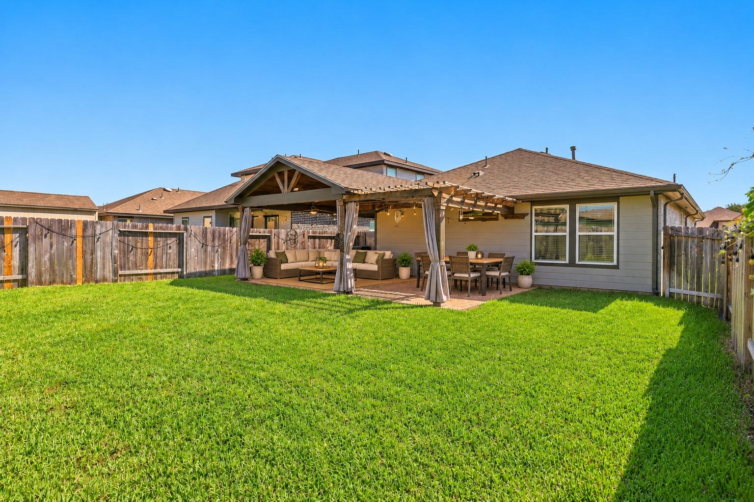 This Outdoor Patio is wonderful for all your Family and Friends Gatherings! Sprinkler System! *Photo is Virtually Staged*