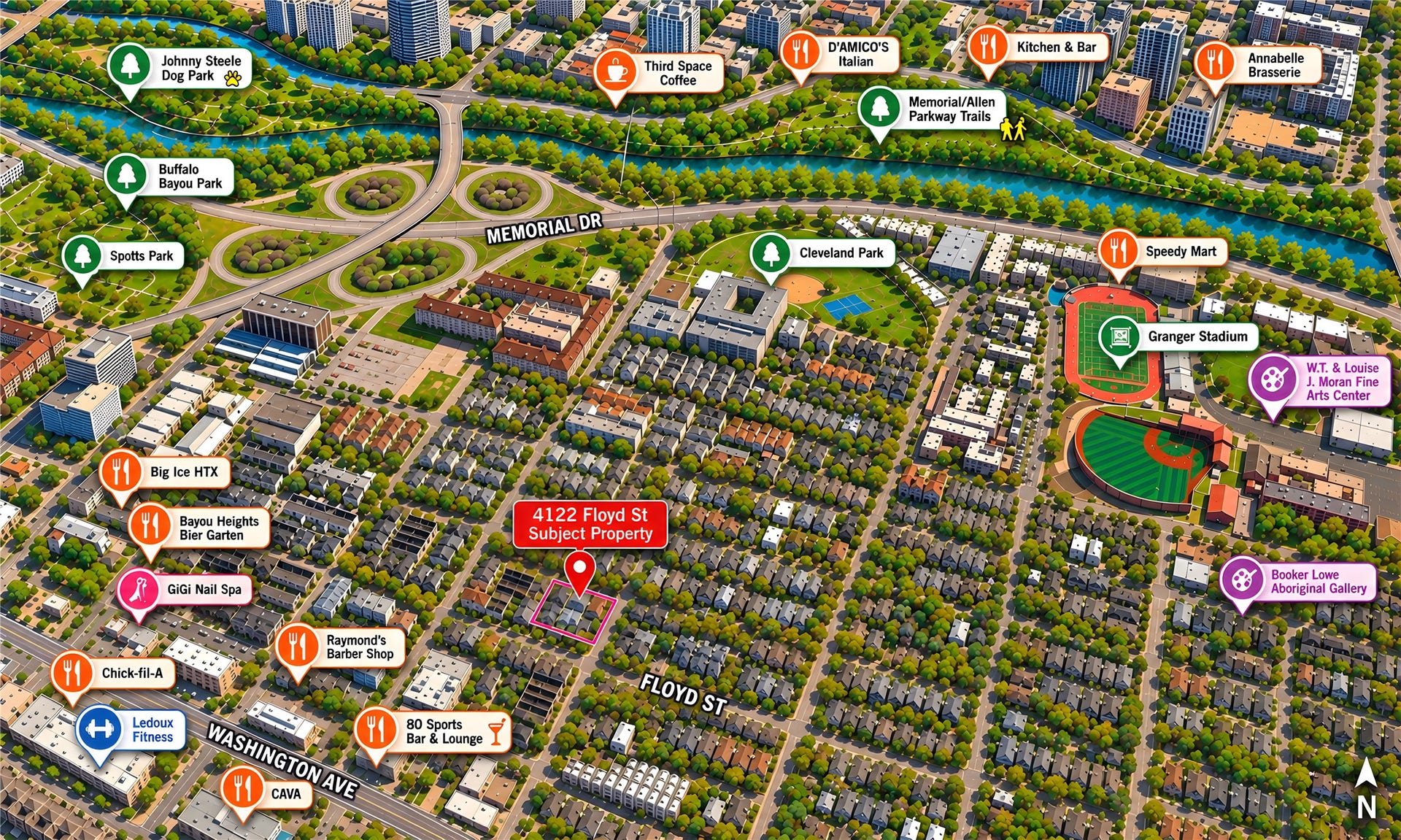 4122 Floyd Street, #A, Houston, TX 77007 Neighborhood Map | The Best of Houston Within Reach Perfectly positioned in the heart of Rice Military, 4122 Floyd places an enticing collection of neighborhood favorites at your fingertips. From celebrated restaurants and charming cafs to scenic parks, fitness studios, and cultural destinations, this vibrant location makes it effortless to enjoy the best of Houston, just beyond your doorstep.
