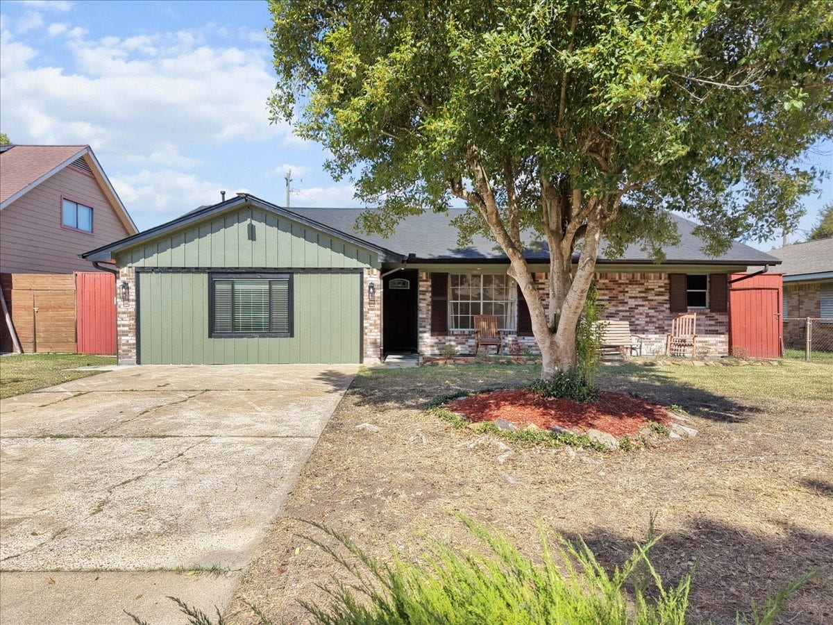 11007 Green Arbor Drive, Houston, TX 77089 Front elevation with mature trees, and newly added flex room