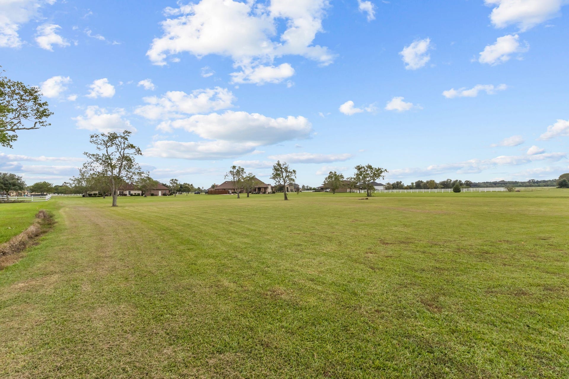 11010 Madison Court, Beaumont, TX 77705 Another beautiful view of the expansive 2+ acre property, featuring wide open green space, scattered mature trees, and scenic surroundings. Plenty of room to enjoy outdoor activities, entertain, or bring your backyard vision to life.