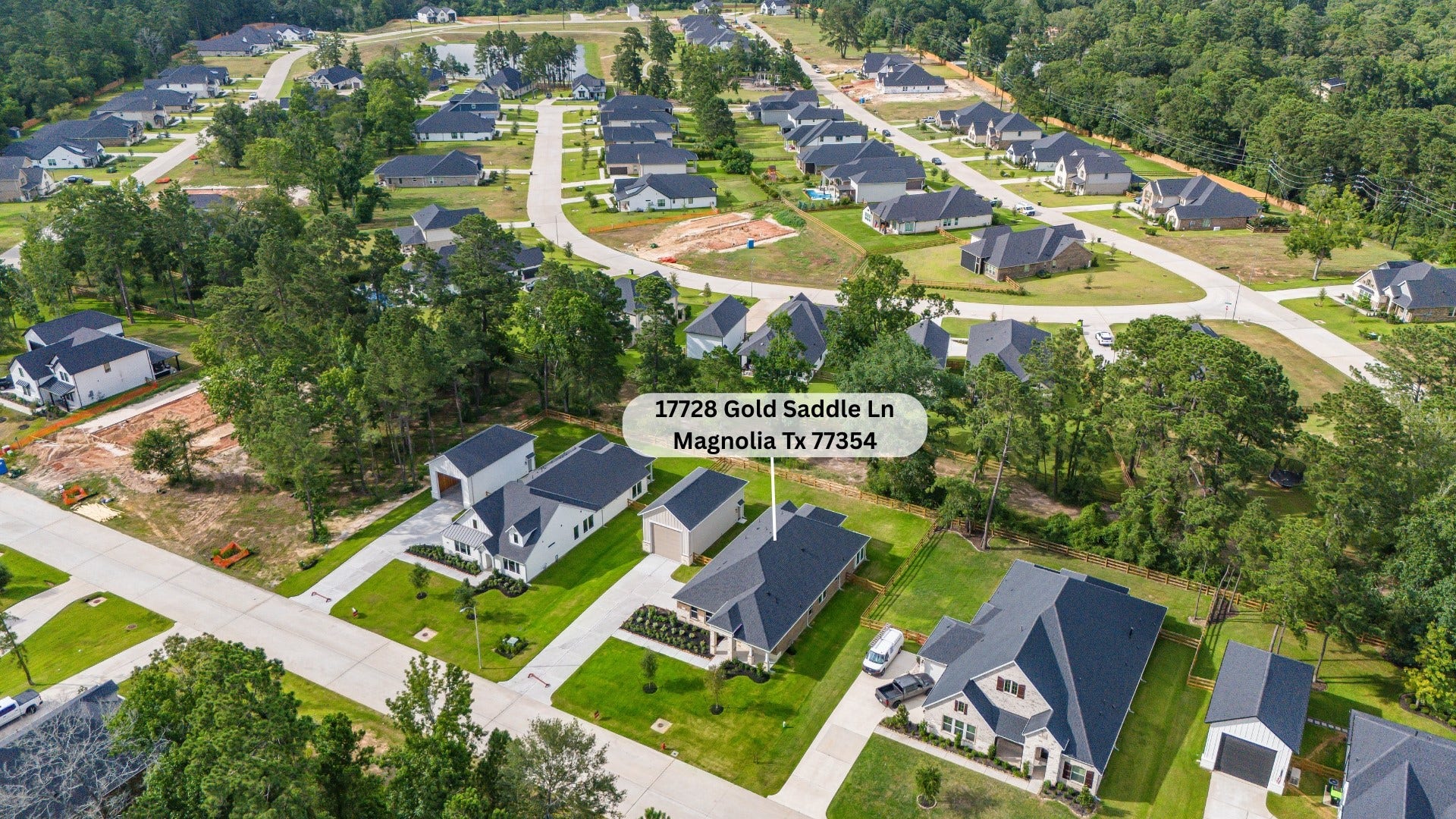 17728 Gold Saddle Lane, Magnolia, TX 77354 Amazing aerial shot of this gorgeous Beazer home in the Timber Hollow community.