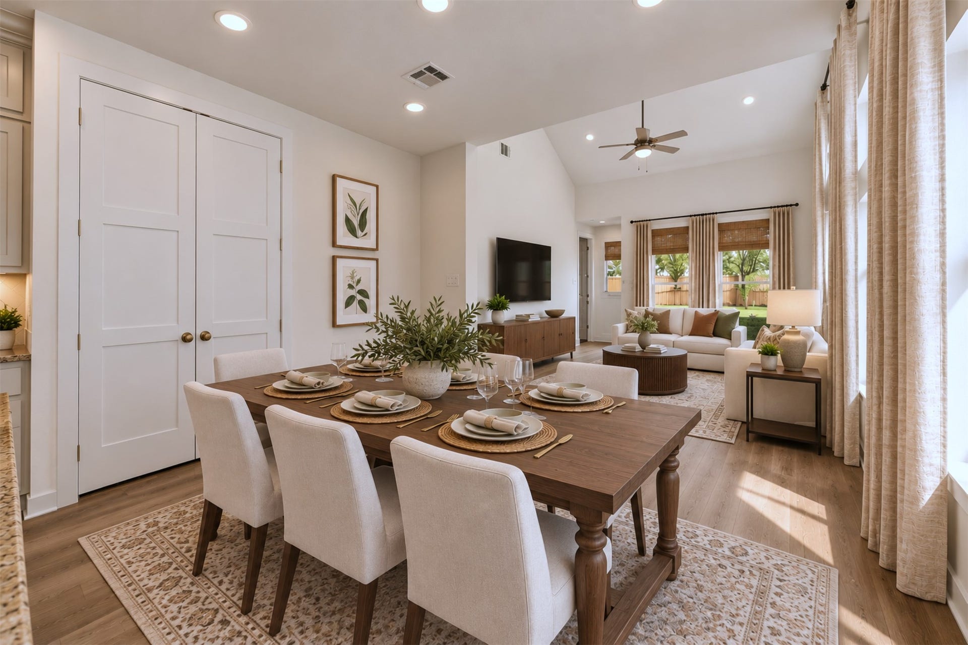 Virtually Staged Dining & Family Room