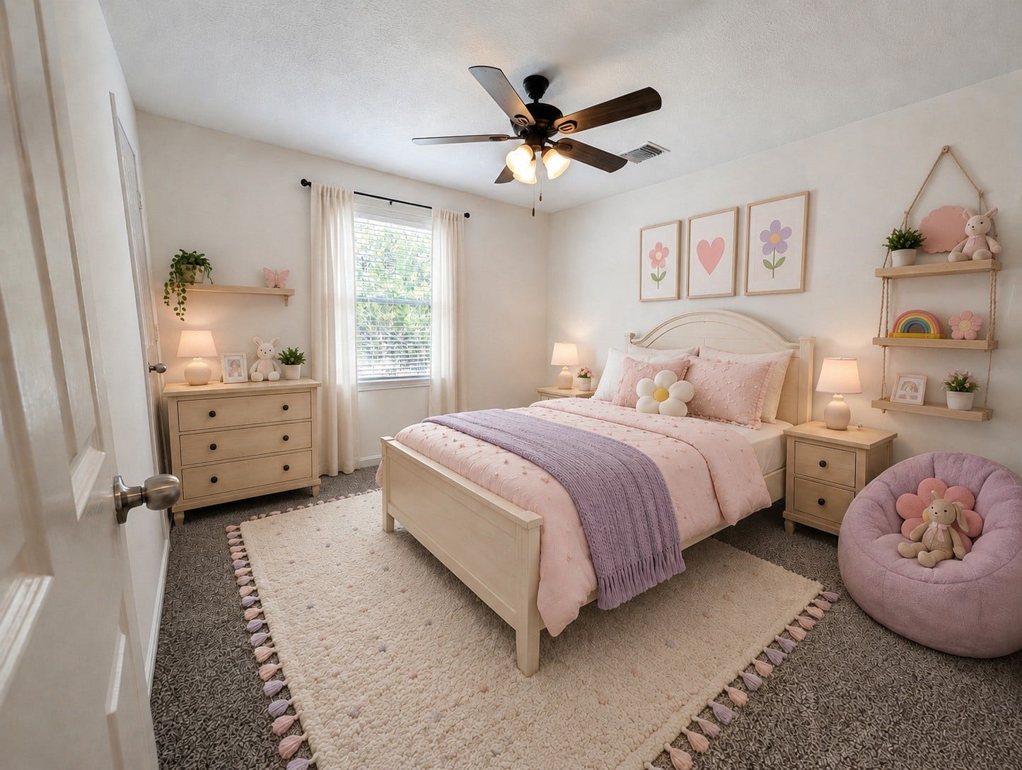 2019 Briar Grove Drive, Conroe, TX 77301 A welcoming secondary bedroom with space to relax, grow, or personalize. Virtually staged to illustrate one possible furniture layout while preserving the rooms fresh paint and size.