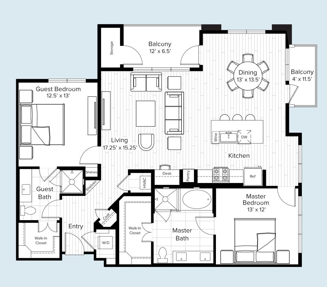 180 Malone Street, #2203, Houston, TX 77007 Enjoy 2 bedrooms and 2.5 bathrooms. Built-in shelves, storage room and double balconies!