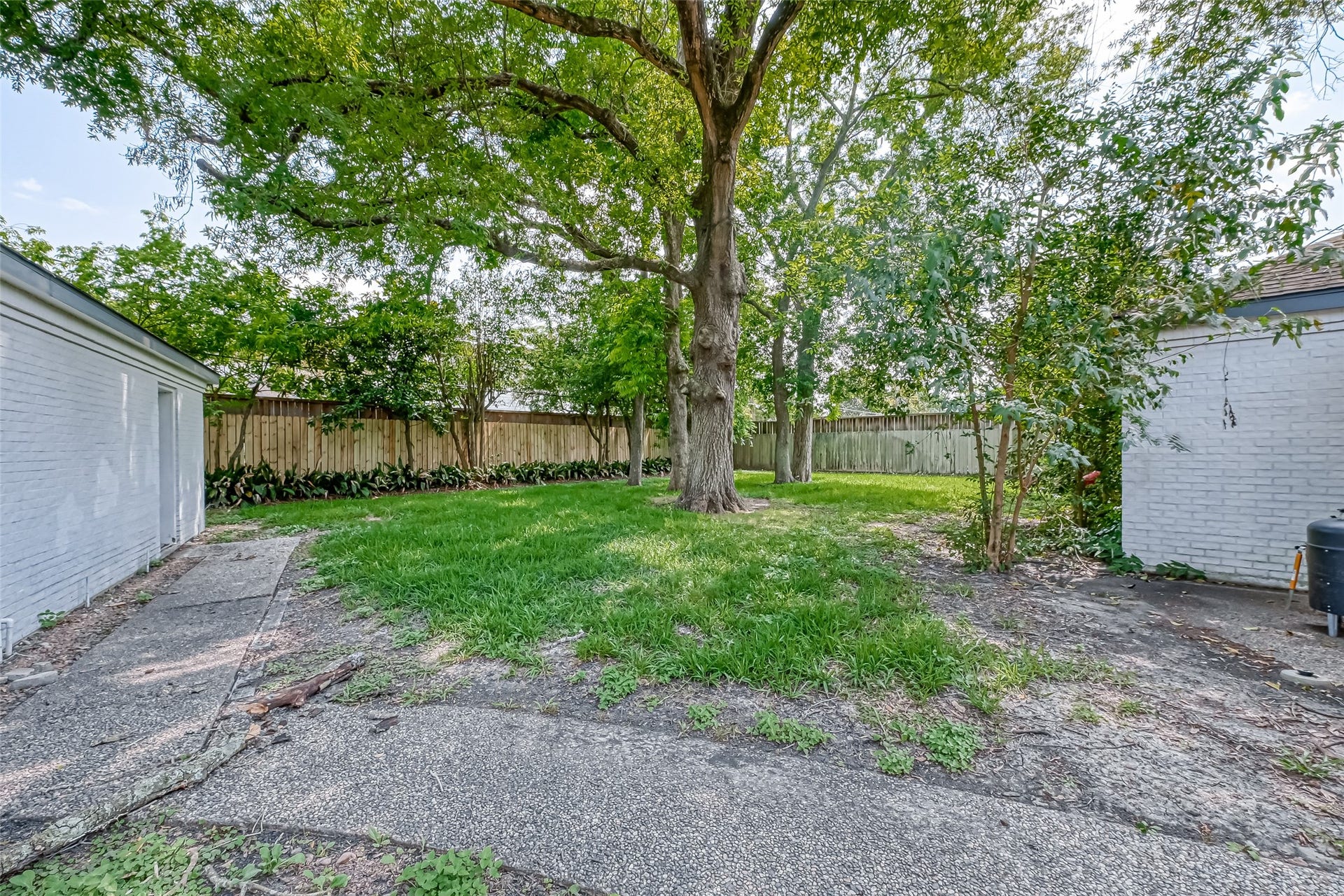 Wooded backyard provide lots of shade