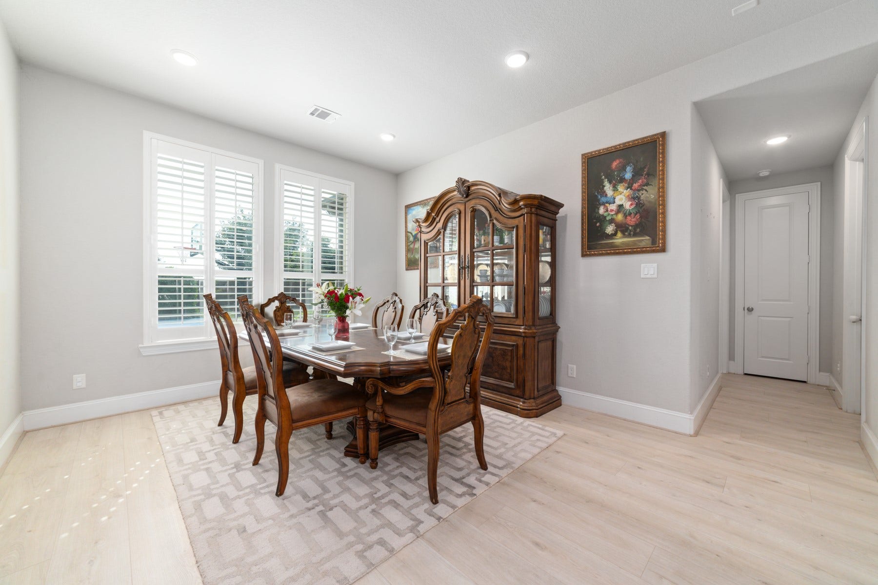 Elegant dining room with natural light.