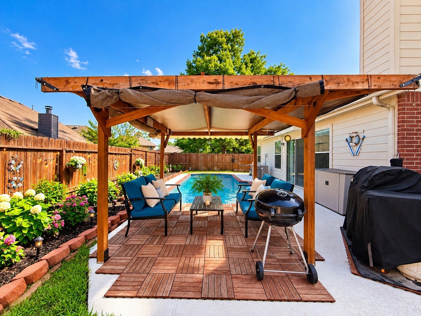 619 Cypresswood Trace, Spring, TX 77373 New Pergola offers a shady spot to relax