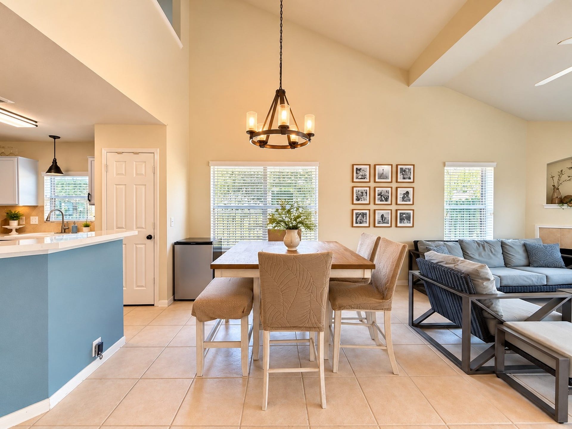 619 Cypresswood Trace, Spring, TX 77373 Dining Room has a dramatic vaulted ceiling & new lighting