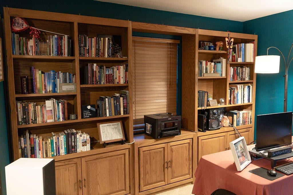 1314 Laurel Street, La Marque, TX 77568 These custom built-in shelves are a fantastic use of space and a beautiful addition to the home office. They provide abundant storage and display space while adding timeless character, organization, and functionality to the room.