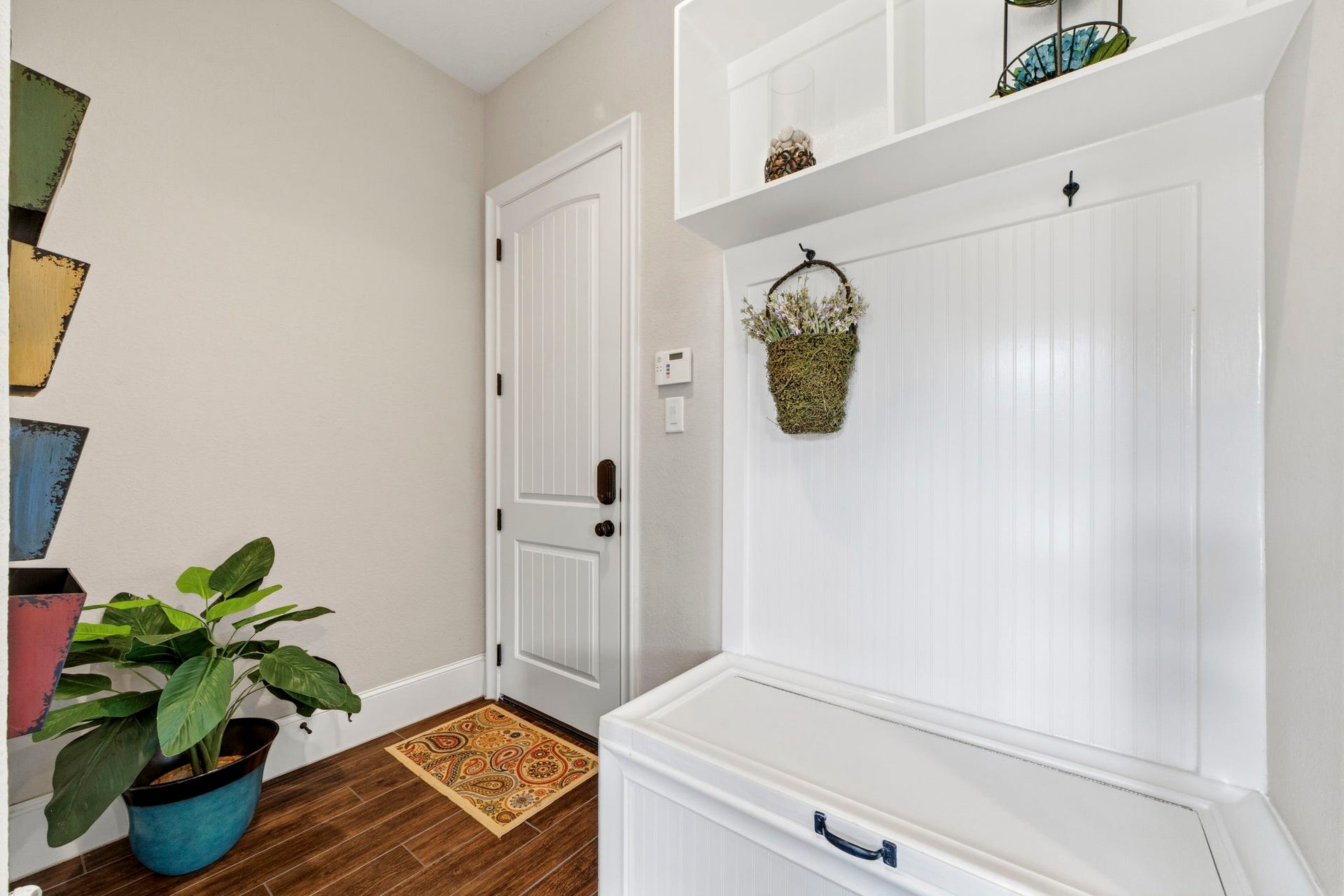 Mudroom area thoughtfully created with storage in mind
