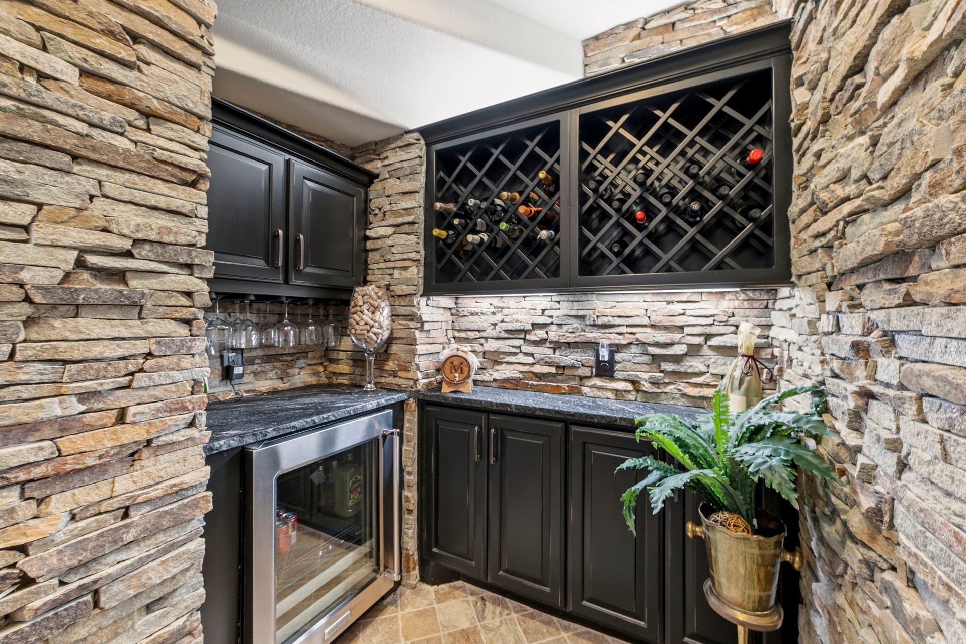 View inside of the gorgeous stoned wine grotto