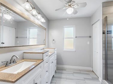 16606 Oxnard Lane, Friendswood, TX 77546 Primary bathroom with granite countertops