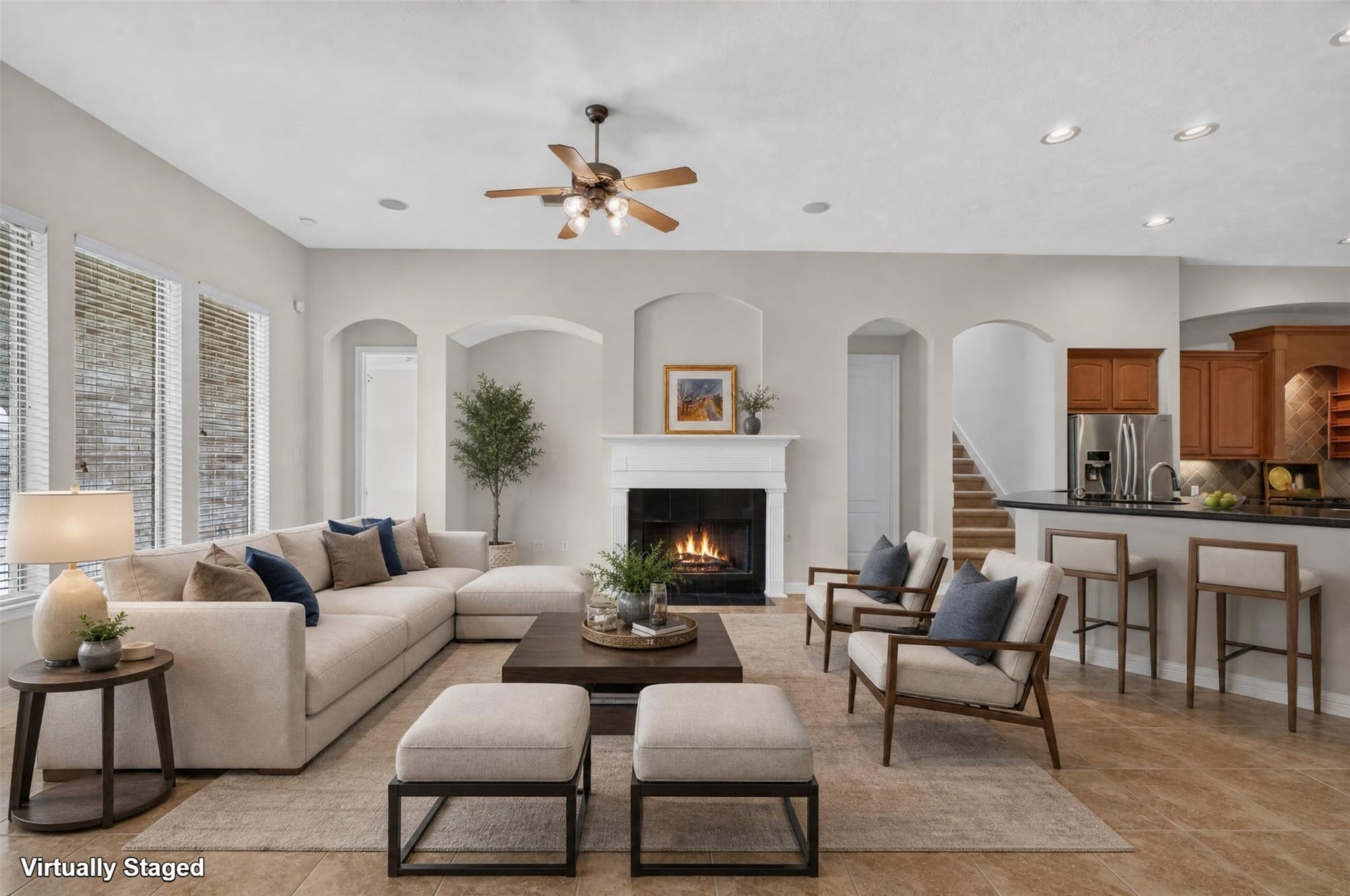 5923 Scarlett Bay Court, Katy, TX 77450 Family room virtually staged