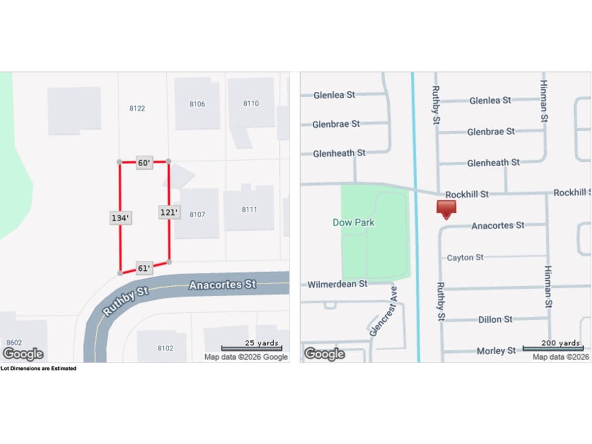 0 Anacortes Street, Houston, TX 77061 Approximately 7,458 sq ft residential lot with estimated dimensions of 60 x 134 ft.Lot dimensions are approximate. Buyer to verify.