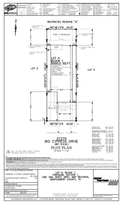 21270 Big Cypress Drive, Montgomery, TX 77356 21270 Big Cypress Drive Preliminary Plot Plan