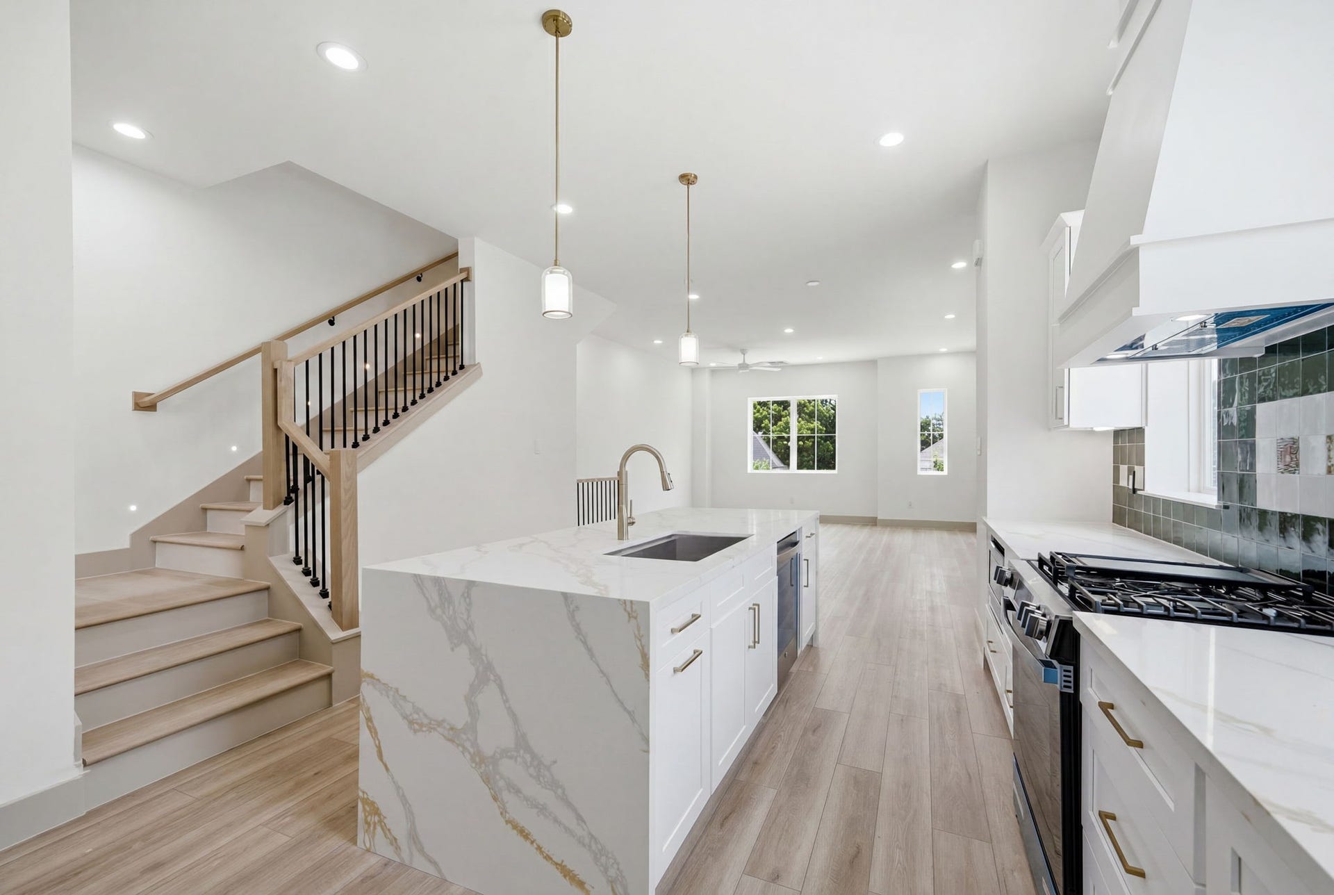 1116 Weiss Street, Houston, TX 77009 Head on upstairs to the 3rd floor for the primary and second bedroom! Please note the staircase night-lights - great feature to have!
