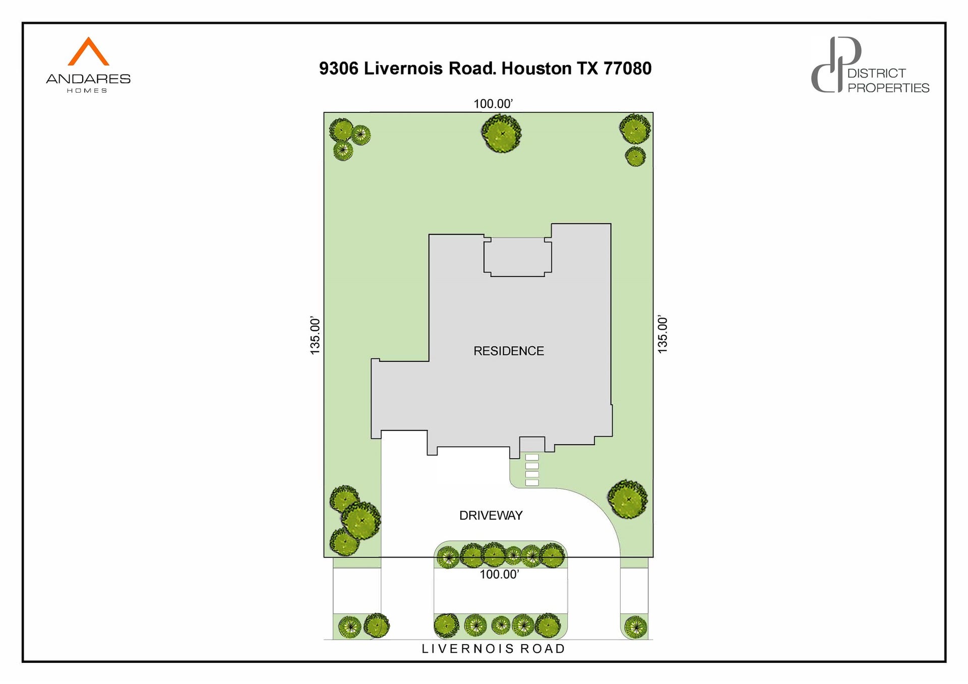 9306 Livernois Road, Houston, TX 77080 Site Plan - all dimensions are estimates