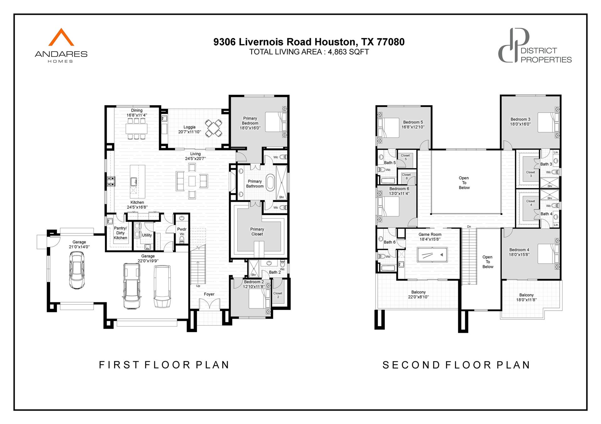 9306 Livernois Road, Houston, TX 77080 Floor Plan - all dimensions are estimates