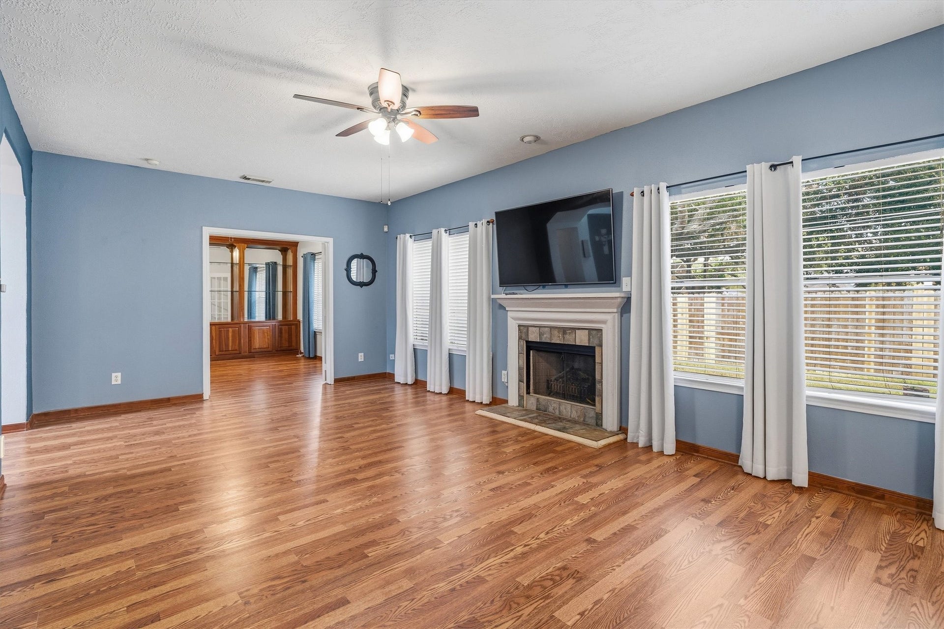 1107 Elmgrove Park Lane, Seabrook, TX 77586 Another living room view with new beautiful laminate wood flooring