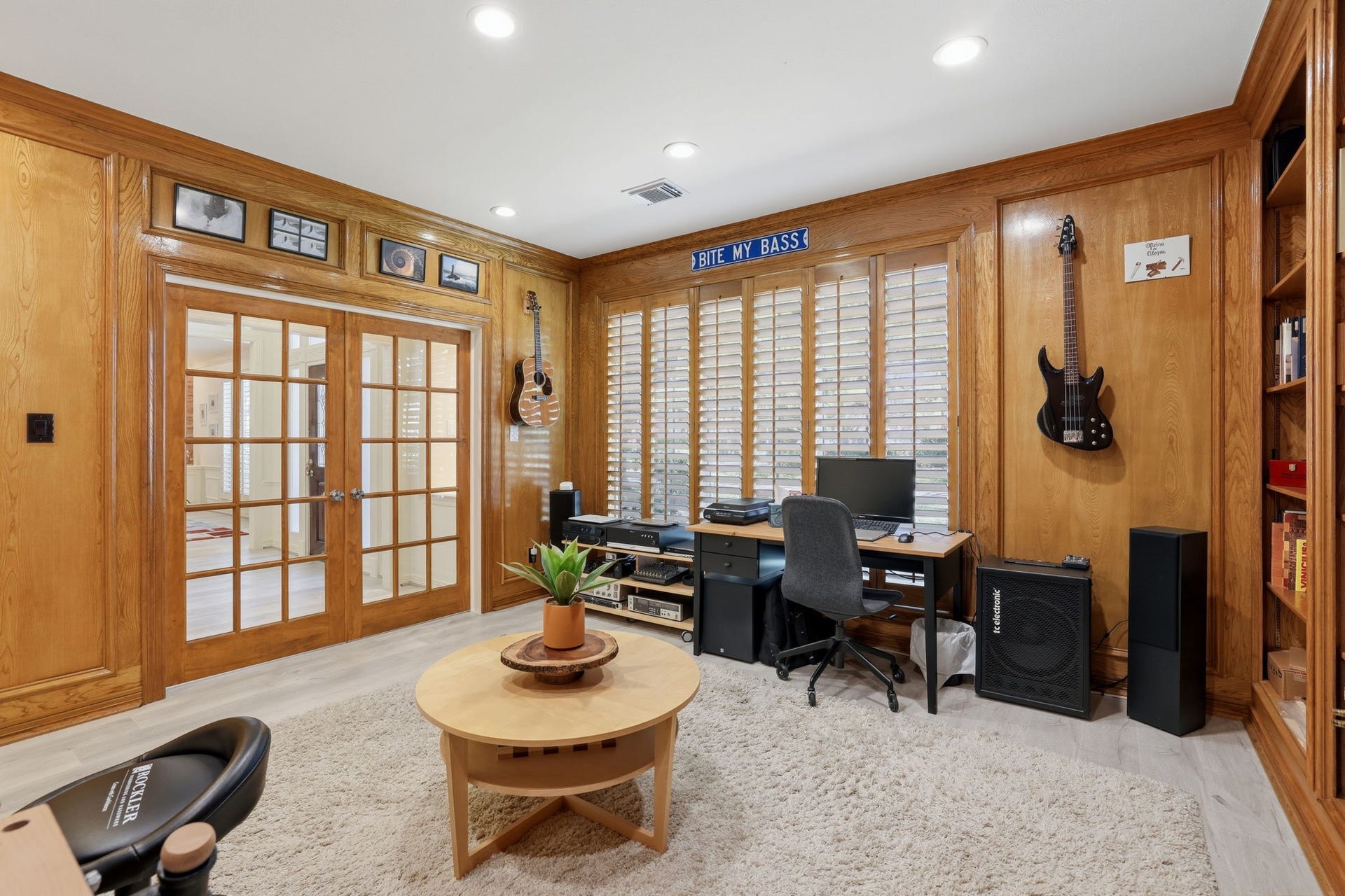 4519 Castlewood Street, Sugar Land, TX 77479 Another shot of the study, showing the French Doors, and please note the entire room also has the Thick Timbercraft waterproof Pergo
