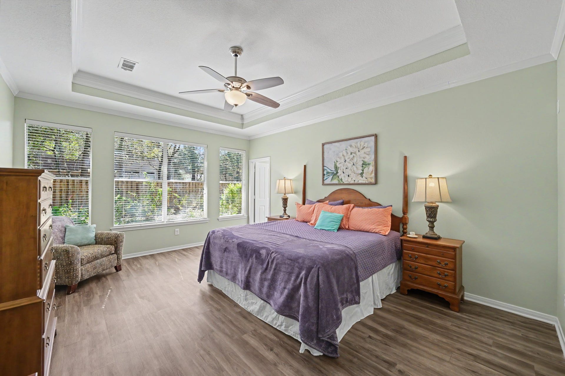 43 S Plum Crest Circle, The Woodlands, TX 77382 Primary bedroom looking at your garden