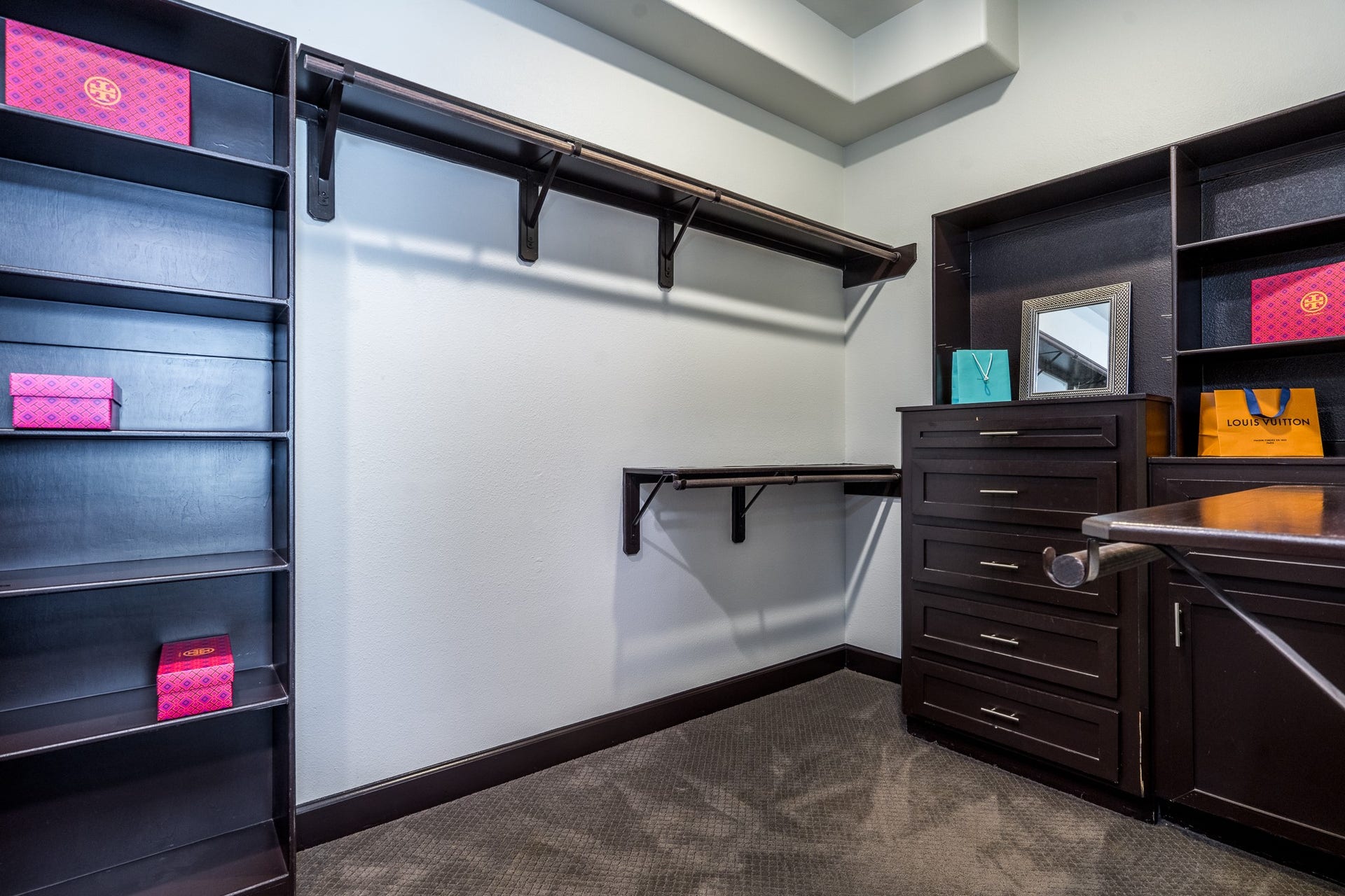 This is the larger of the 2 closets, both of which have built-ins.