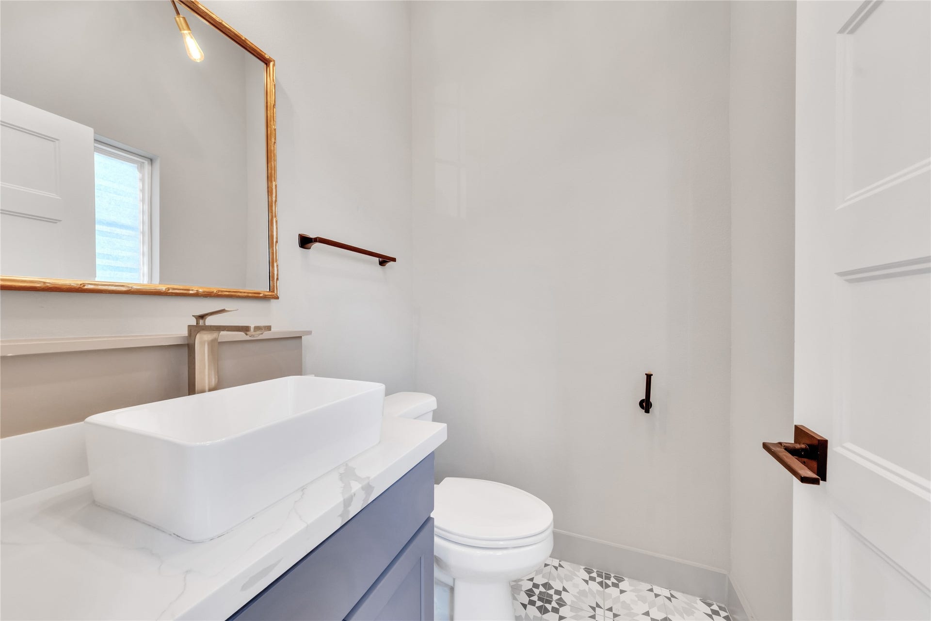 1035 W 24th Street, Houston, TX 77008 Half bathroom is at the top of the stairs as you are coming from the first floor.