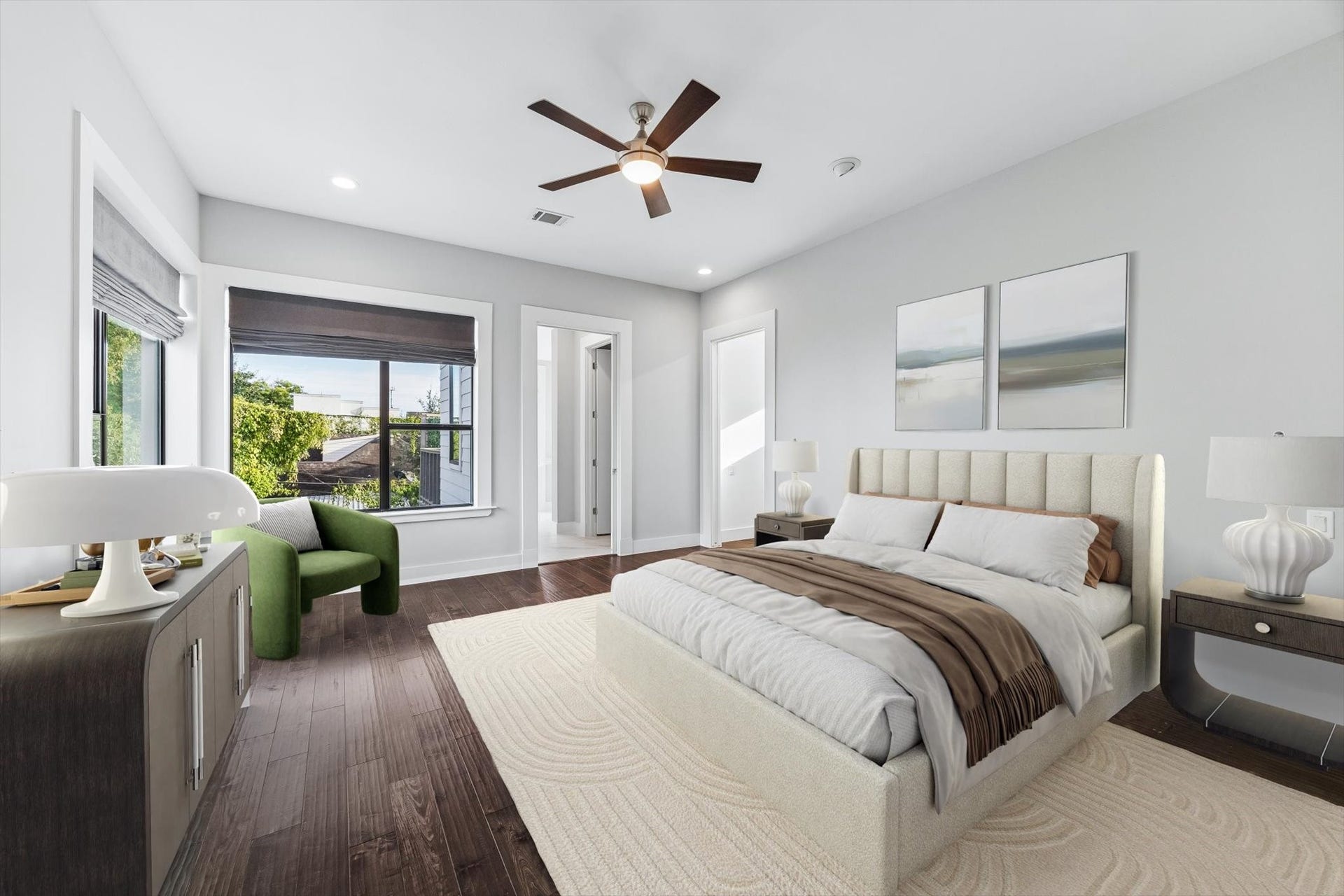 1959 Portsmouth Street, Houston, TX 77098 So much natural light and art walls in this primary bedroom.