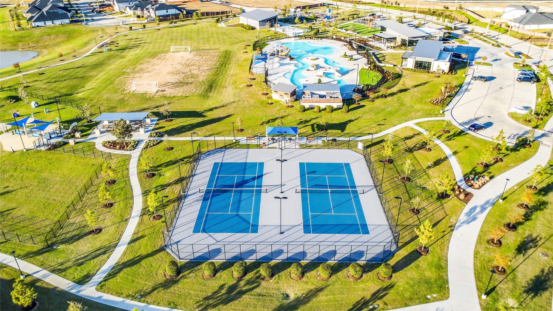 Dedicated outdoor courts offer
space for recreational activities
and community enjoyment.