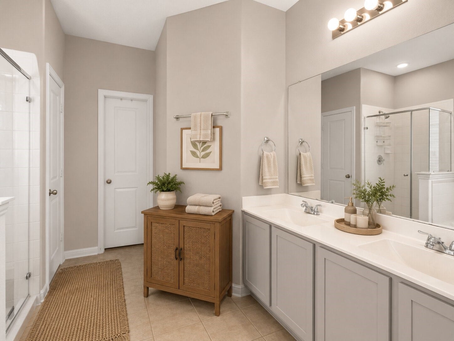 1503 Barras Street, Alvin, TX 77511 *virtually staged* The primary bathroom features dual sinks, generous counter space, and ample cabinet storage.