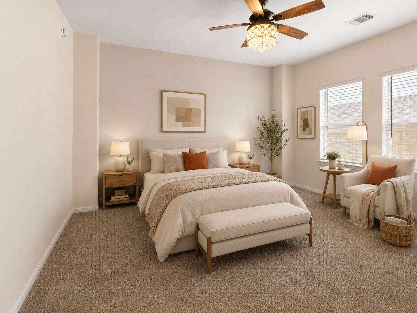 1503 Barras Street, Alvin, TX 77511 *virtually staged & painted* The spacious downstairs primary suite offers room for a full bedroom set and a relaxing sitting area.