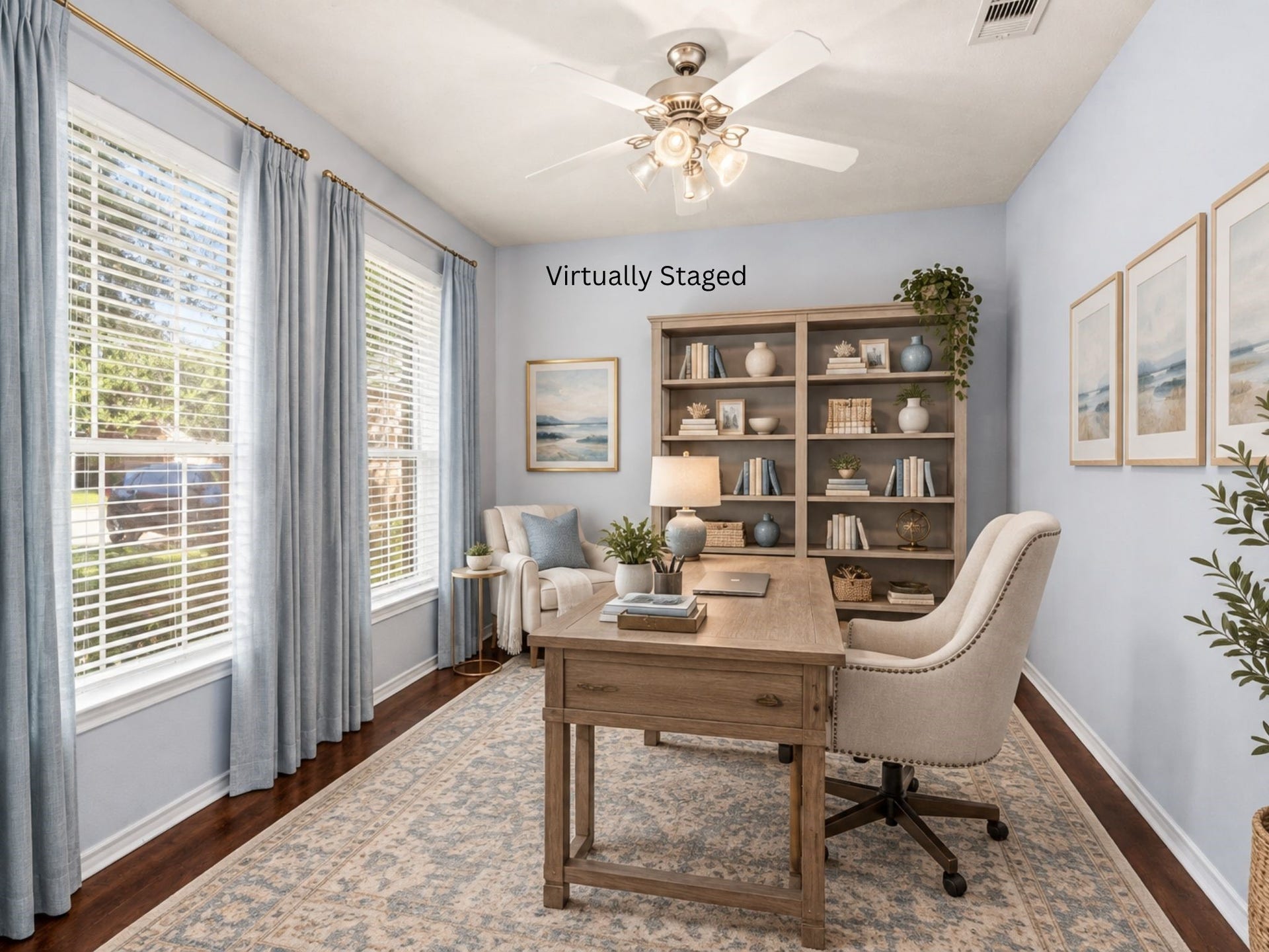 24519 Evangeline Springs Lane, Katy, TX 77494 Transform your productivity in this bright and inviting home office, expertly virtually staged to showcase its full potential with elegant furnishings.