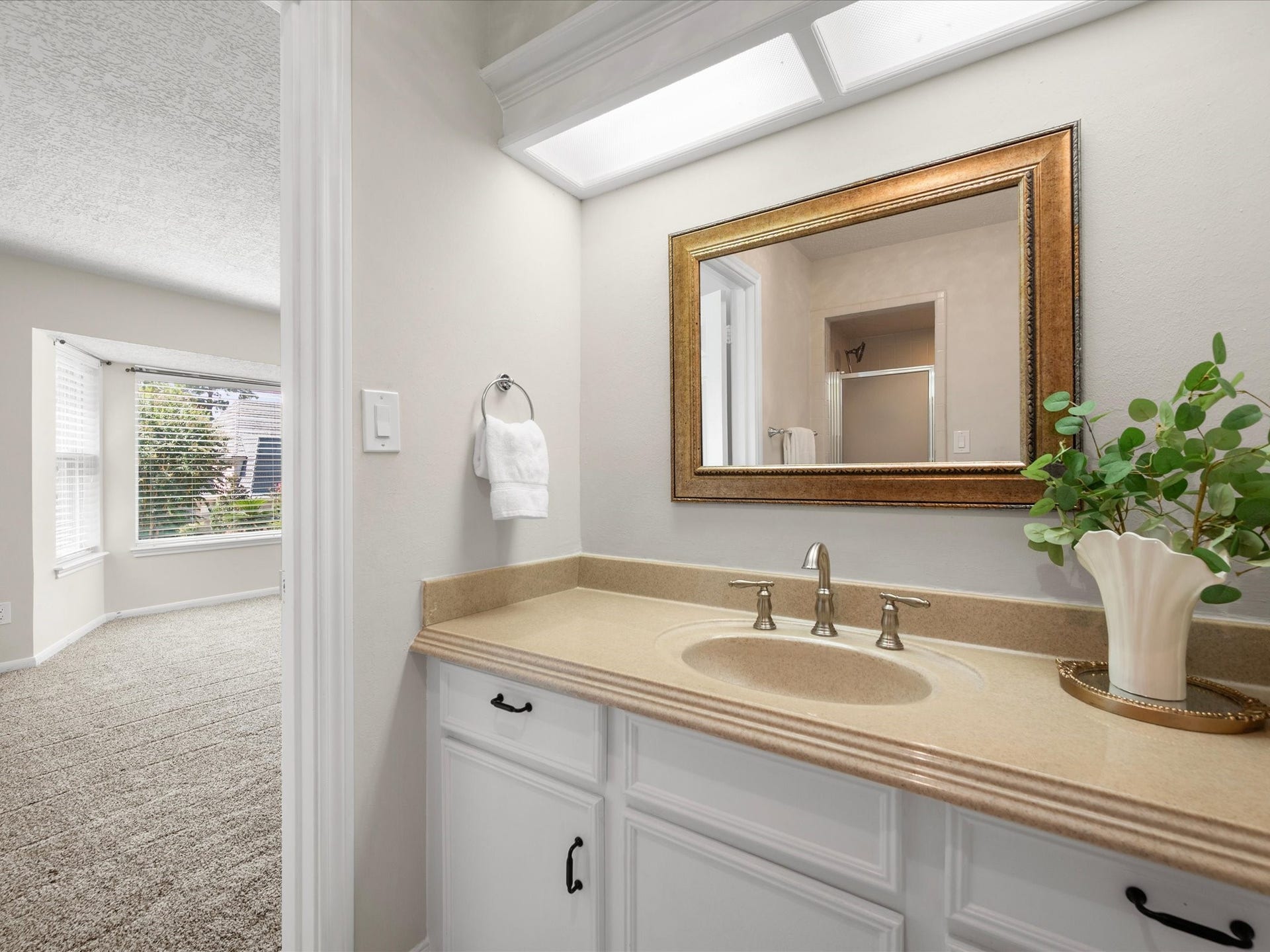 15902 Cumbria Drive, Spring, TX 77379 A secondary bath with a skylight over the vanity.