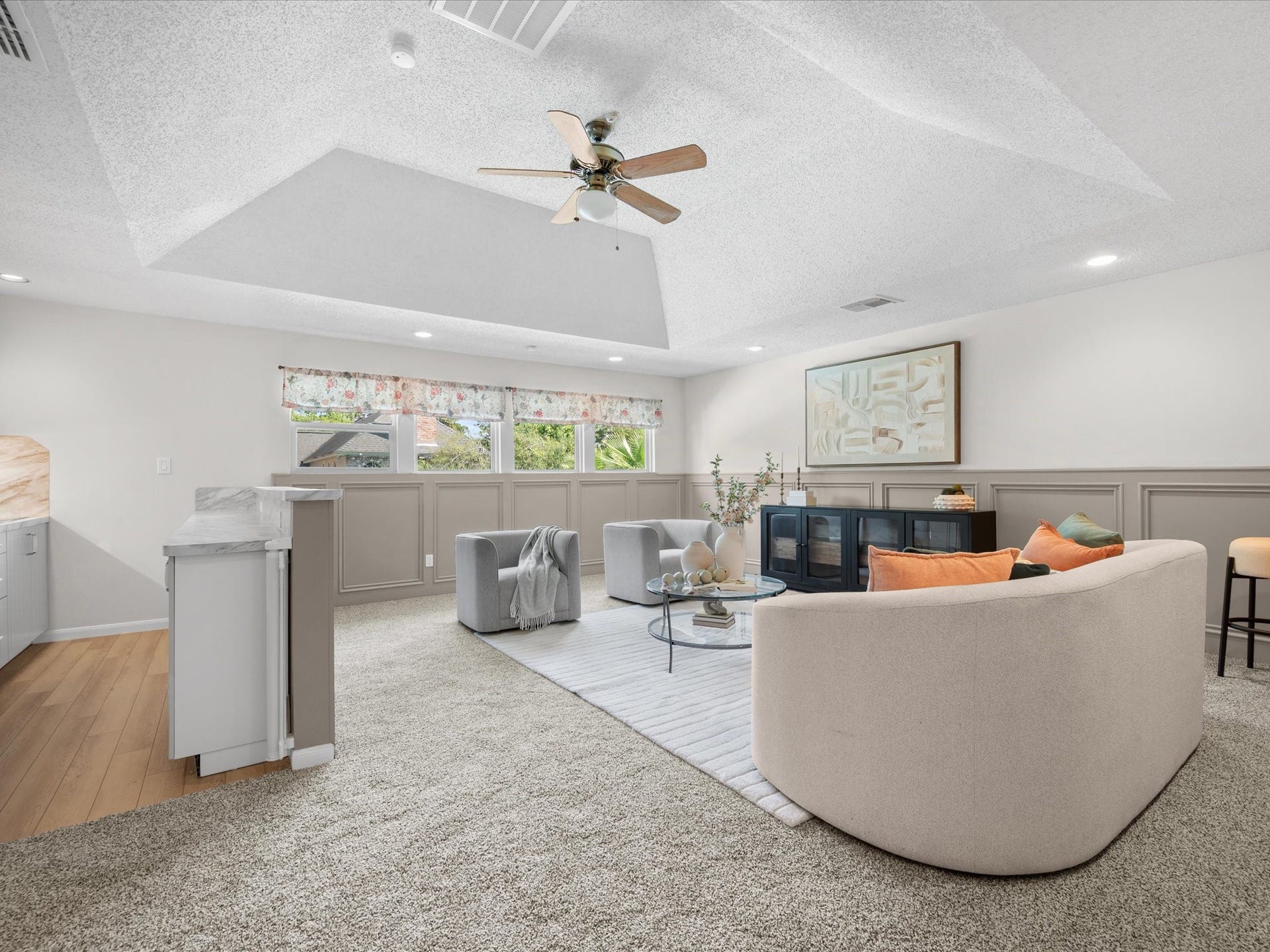 15902 Cumbria Drive, Spring, TX 77379 The upstairs den has a tray ceiling and opens to the kitchenette. It works like its own place for long visits or a second living area.