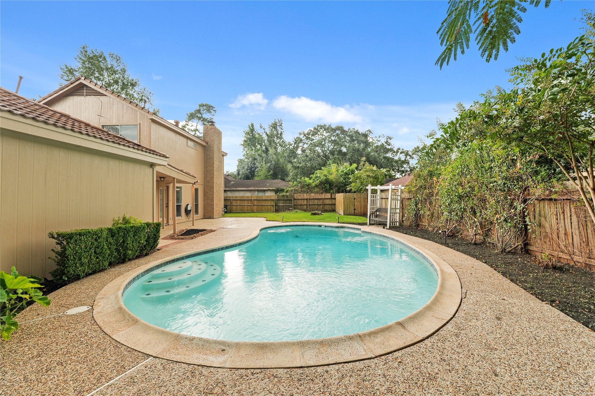 3711 Fern View Drive, Houston, TX 77345 View of backyard and gorgeous pool