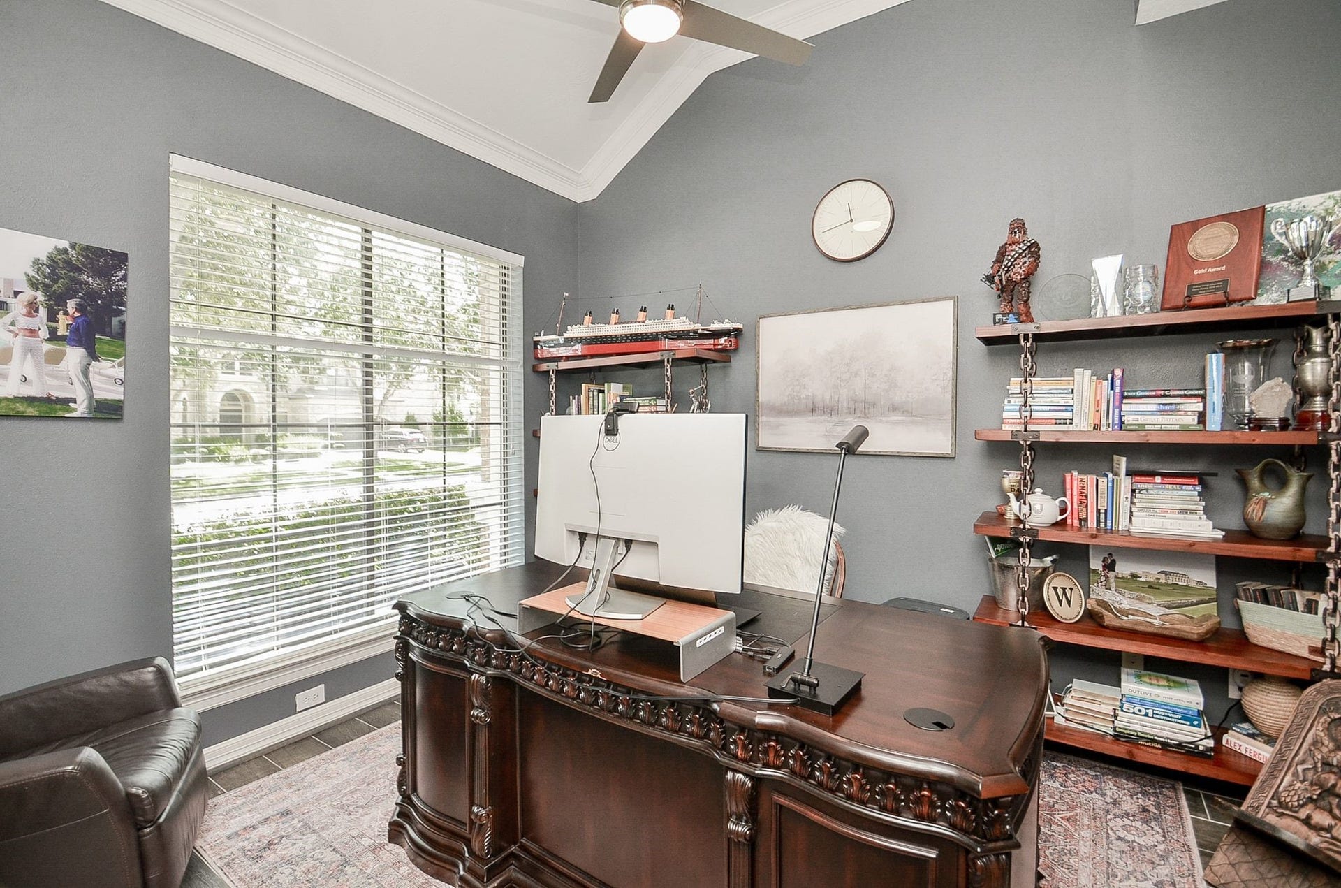 2015 Shadow Bend Drive, Sugar Land, TX 77479 Private home office or study offers a quiet, dedicated workspace.. Updated rich designer wall paint and gorgeous double french glass doors providing privacy and elegance.