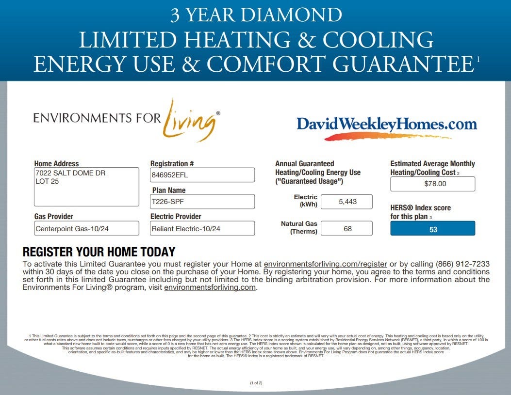 7022 Salt Dome Drive, League City, TX 77546 With 2x6 exterior wall construction, we can use a higher R value insulation which saves you money on your heating and cooling billsAsk us about our guarantee!
