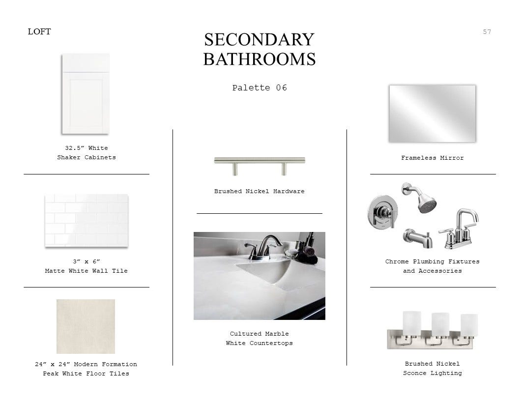 29402 Hillberry Oaks Court, Waller, TX 77484 Farmhouse Look Palette 6: Secondary Bathrooms Selection Sheet (*Artist rendering used for illustration purposes only.)