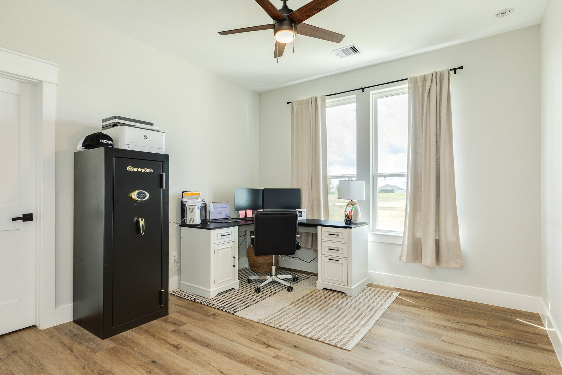 608 Angus Trail, Angleton, TX 77515 Secondary bedroom currently being used as an office. Access to the Jack and Jill bathroom