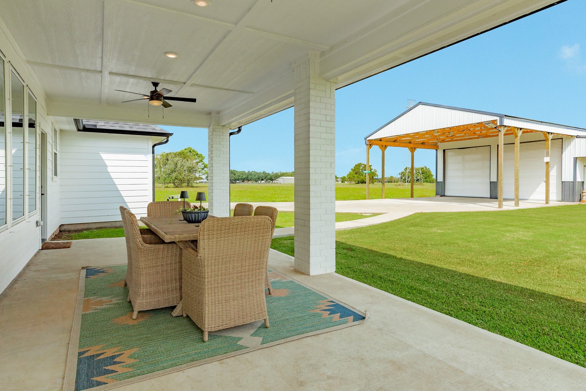 608 Angus Trail, Angleton, TX 77515 Covered patio. Perfect for evening meals on a cool day, entertaining, and plenty of room to spread out