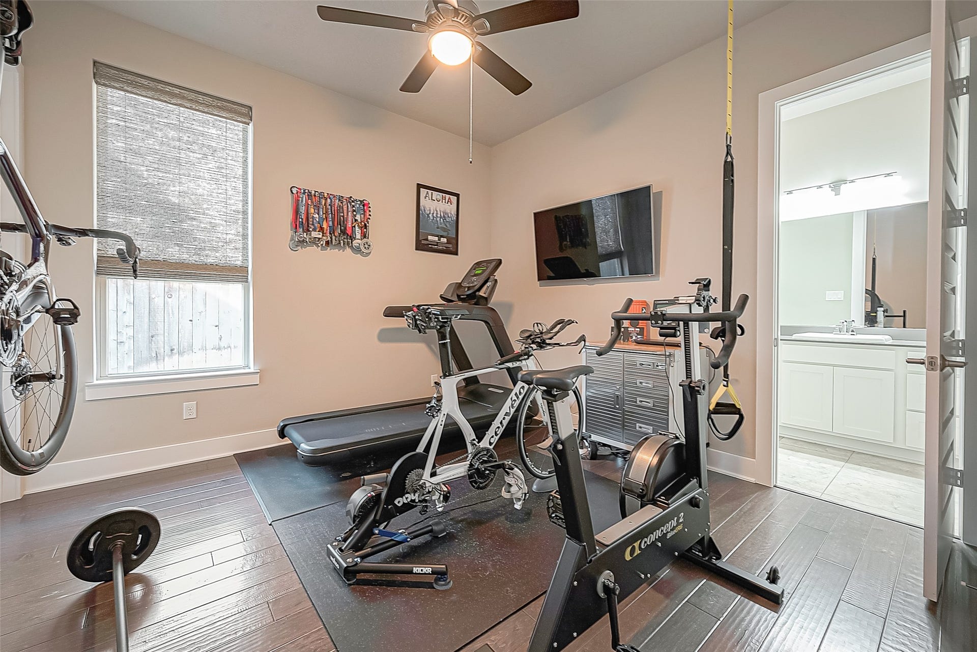 30 Argosy Bend Place, Tomball, TX 77375 The secondary bedroom is currently used as a work-out room and has an en suite bath with shower.