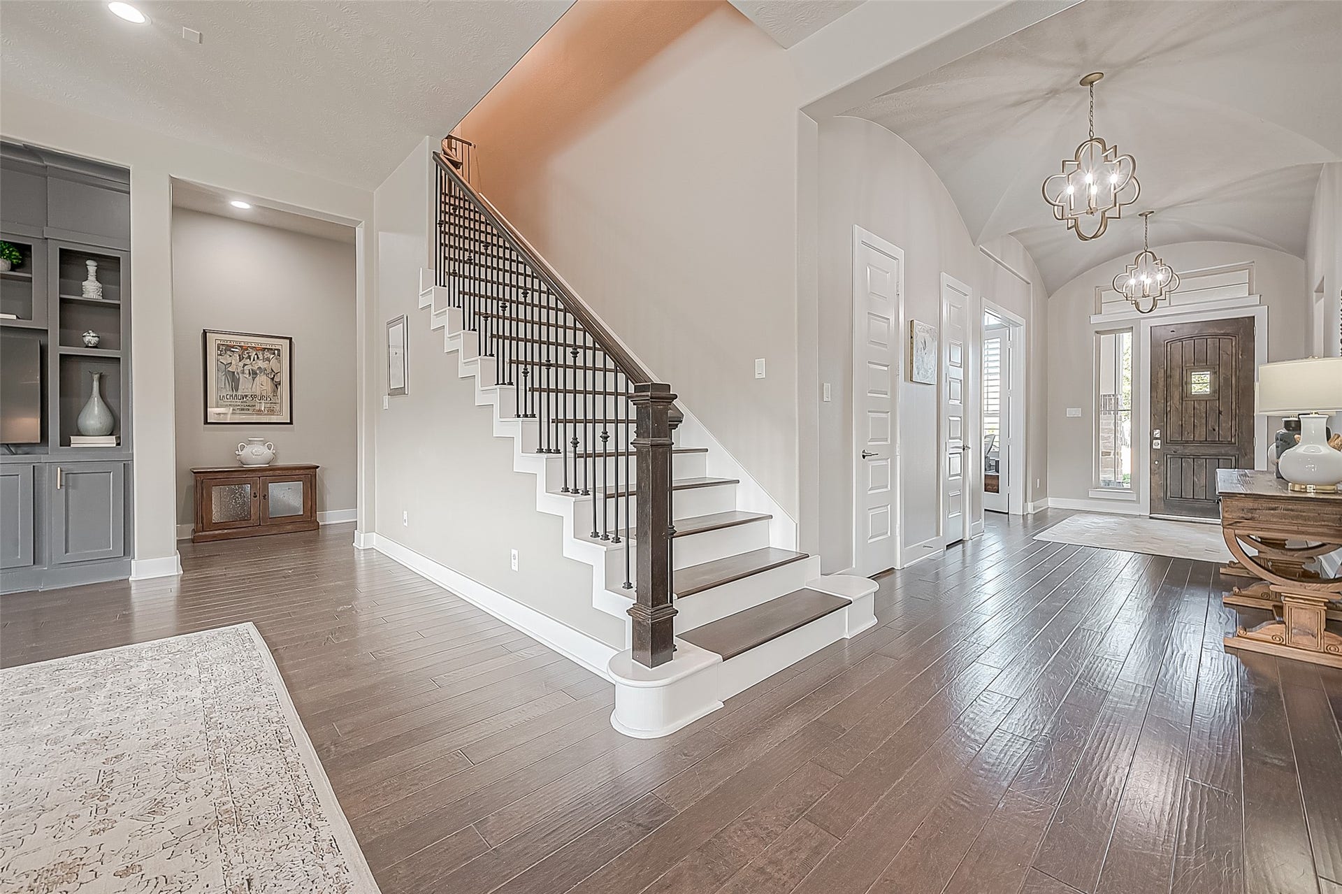 30 Argosy Bend Place, Tomball, TX 77375 To the right is the front door, stairway to flex room upstairs, and back hall to garage door.