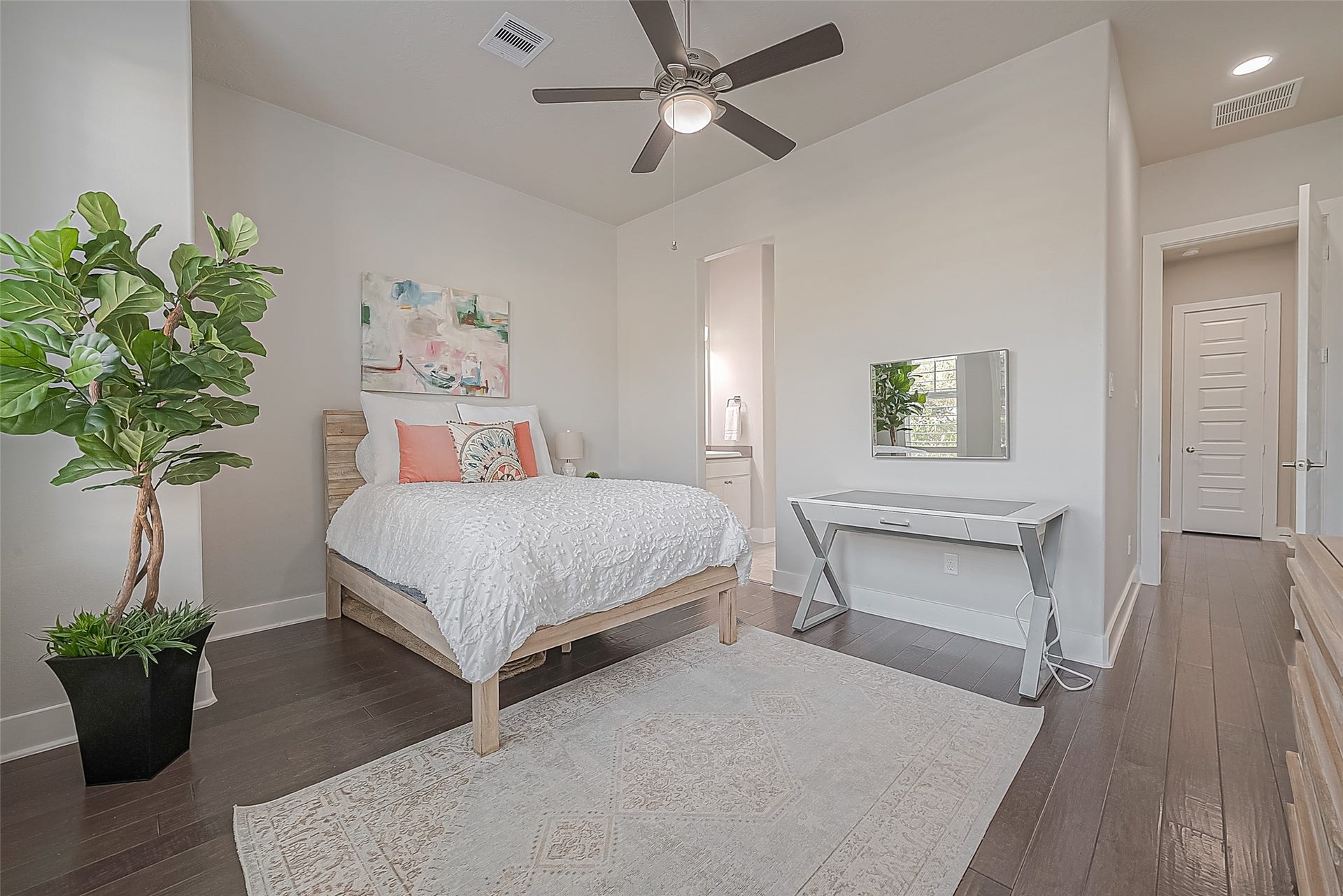 30 Argosy Bend Place, Tomball, TX 77375 View of the front-facing bedroom and view into the Hollywood bath.